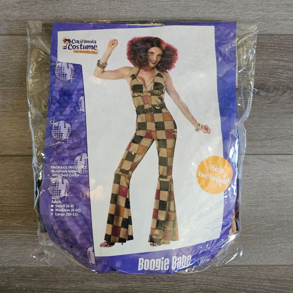 Boogie Nights Adult Womens Jumpsuit California Costume Hippie Boho Patchwork L